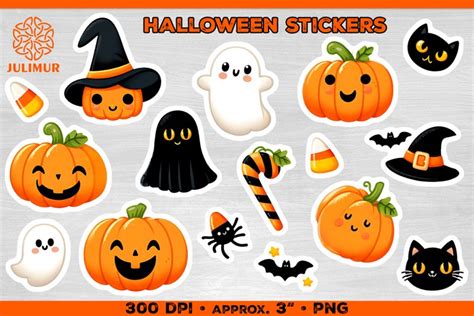 Halloween stickers pumpkin set. Bundle of Halloween stickers