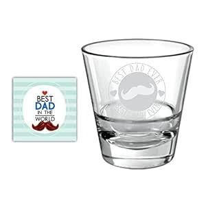 Buy Yaya Cafe Moustaches Best Dad Ever Whiskey Glass for Dad - Conical ...