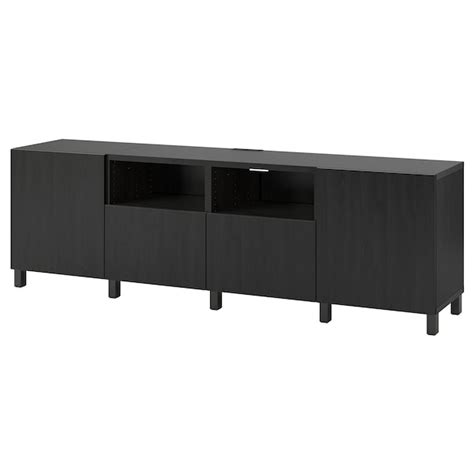 BESTÅ TV bench with doors and drawers, black-brown/Lappviken/Stubbarp ...