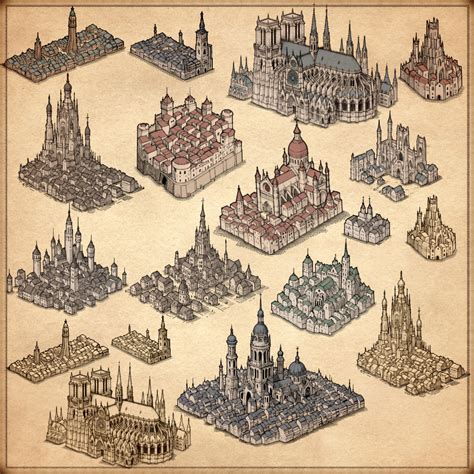Belle Epoque Cities, City buildings, Fantasy Map Assets Pack