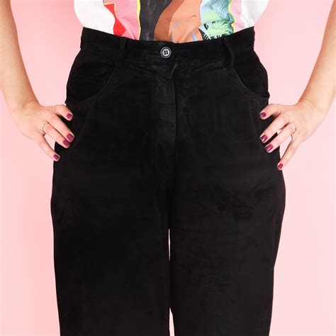 Vintage Black Suede Pants/ Women genuine leather pants/ | Etsy