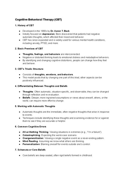 Ip 5 - Summary of 5th module - Cognitive Behavioral Therapy (CBT ...
