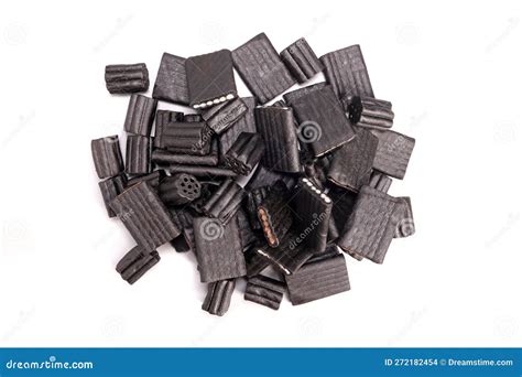 Black Licorice Candies Isolated on White Top View Stock Photo - Image ...