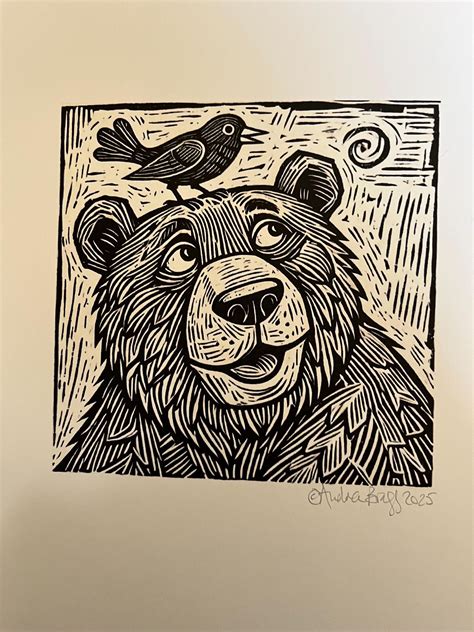 Bear and Bird Giclee Art Print-children’s Room Decor-original Artprint ...