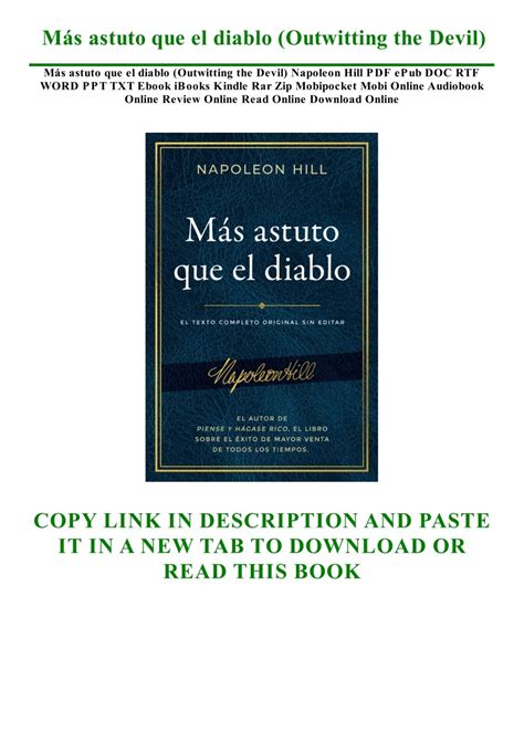 DOWNLOAD Free PDF Más astuto que el diablo (Outwitting the Devil) BY ...