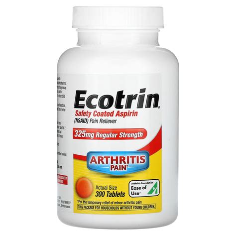 Ecotrin, Arthritis Pain, Safety Coated Aspirin, Regular Strength , 325 ...