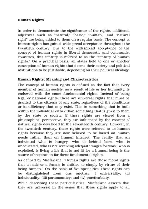 Human Rights Meaning and Characteristics - Human Rights In order to ...