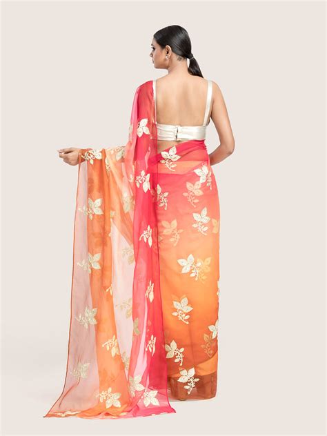 Shaded Organza Gotta Patti Work Saree With Blouse Fabric – Tirumala ...