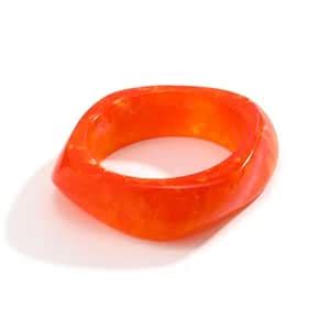 Buy Aaishwarya Oversized Orange Chunky Acrylic Square Bangles Set for ...