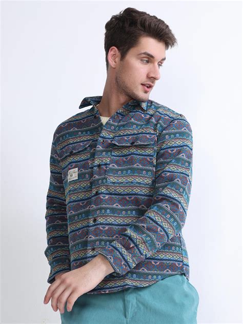 Buy Mystic Green Safari Spirit Tribal Jacquard shirt-North Republic
