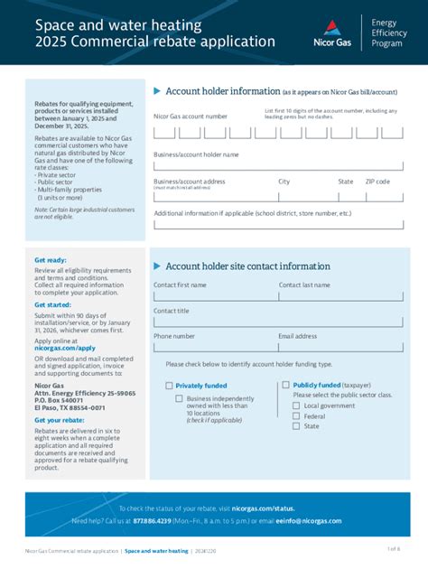 Nicor Gas Commercial Rebate Application - Blank Fillable Template ...