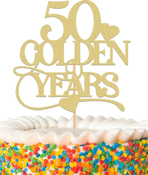 MYAMPED 50 Golden Years Cake Topper - Glitter Golden India | Ubuy