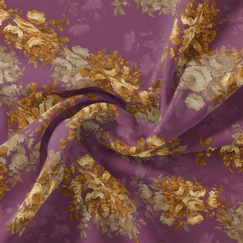 Weightless Polyester Fabric - Floral Design - Purple - Unstitched ...