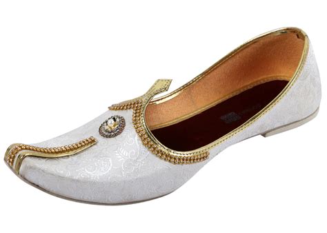 DEEUCO Men's Ethnic Cream Designer Wedding and Sherwani Jutti,Mojari