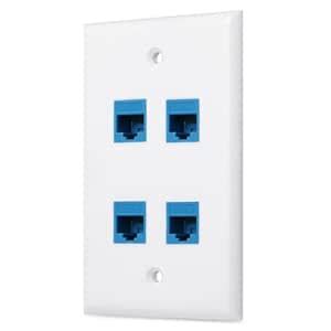 Ethernet Wall Plate 4 Port,Cat 6 Wall Plate Female-Female Compatible ...