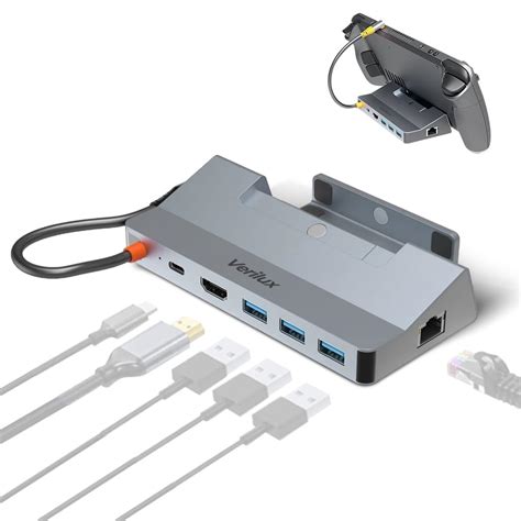 Verilux® USB Hub Type-C Dock Station for Steam Deck, ROG, Switch 6 in 1 ...