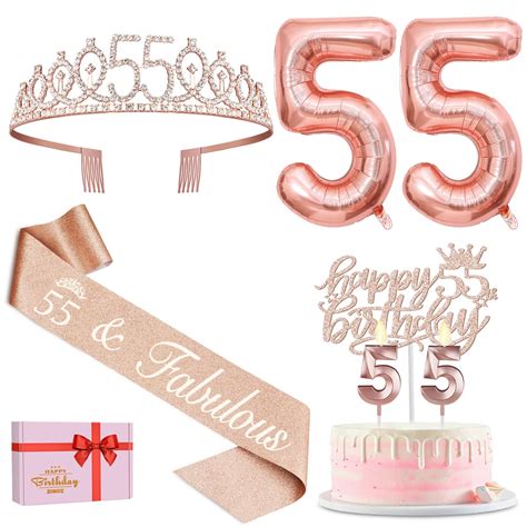 55 Birthday Decorations for Women Including 55th Birthday Sash, 55 ...