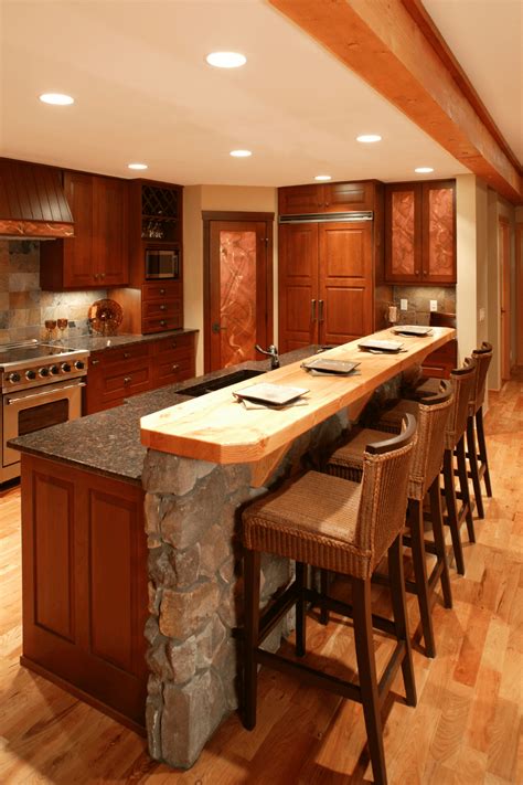 Rustic 2 tier Kitchen Island with Breakfast Bar and Granite Top in 2020 ...