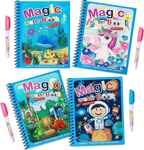 AK Store (Pack of 4) Reusable Magic Water Quick Dry Book Water Coloring ...