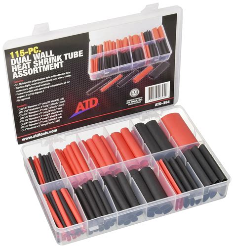 ATD Tools ATD-394 115 Pc. Dual Wall Heat Shrink Tube Assortment, 1 Pack ...
