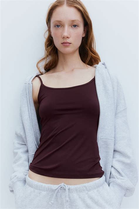 COOLMAX® strappy top - Burgundy - Ladies | H&M IN