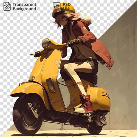 Psd picture haruko haruhara from flcl wearing a white and red helmet ...