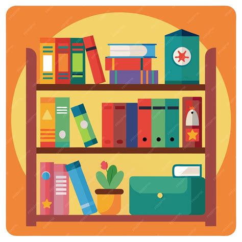 Kids bookshelf clip art and Vector Design With a White Background ...