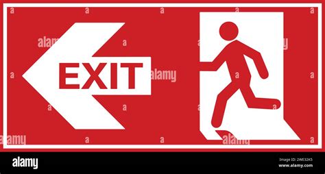 Emergency fire exit sign, Emergency sign, Emergency exit, Emergency Exit sign board, red ...
