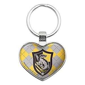 Harry Potter Hufflepuff Plaid Sigil Keychain Heart Love Metal Key Chain ...