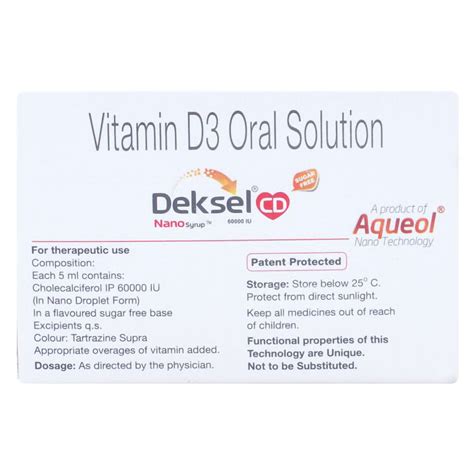 Deksel Cd Nano 60K Sugar Free Solution 5 x 5 ml | Uses, Side Effects ...