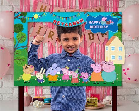 Peppa Pig Theme Boy Personalized Photobooth | Party Supplies India