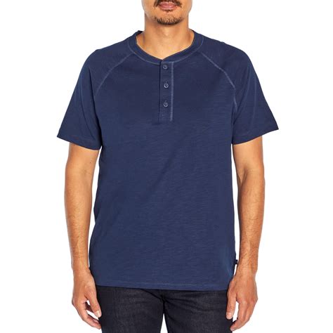 GAP Men's Soft Cotton Raglan Short Sleeve Henley Shirt (Medieval Blue ...