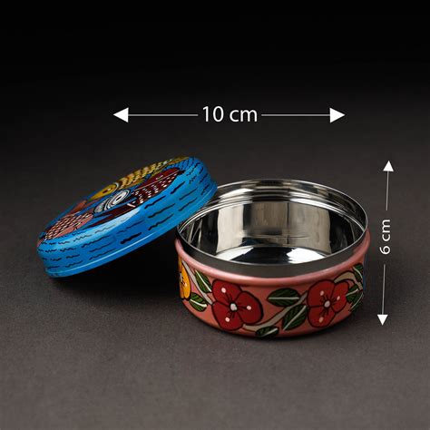 Bengal Patua Handpainted Stainless Steel Multi Utility Container