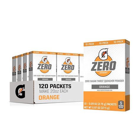 Buy Gatorade G Zero Powder, Orange, 0.10oz Packets,(120 counts) , Pack ...