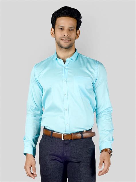 Blue Party Wear Shirt for Men - Full Sleeve Solid & Cotton Satin Slim ...