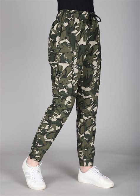 Camo Regular Fit Cargo Joggers For Womens | Pronk – pronk.in