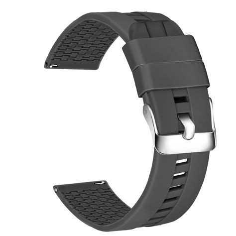 TIMEWEAR 22mm New Silicone Replacement Watch Strap with Stainless Steel ...