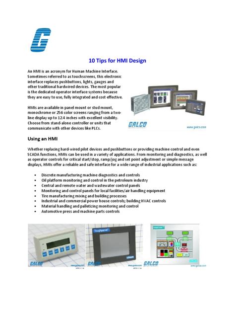 10 Tips For HMI Design | PDF | User Interface | Touchscreen