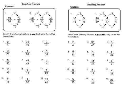 Fourth Grade Simplifying Fractions Worksheet | Free Worksheets Samples