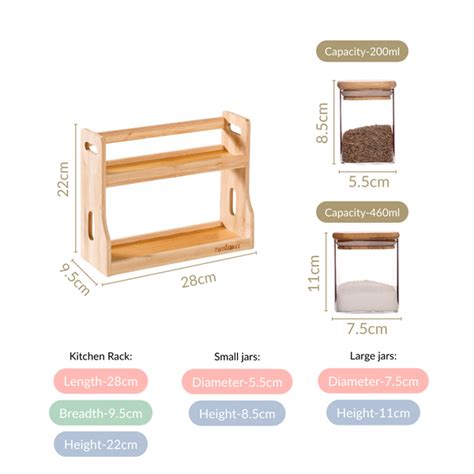 Glass Spice Jars With Wooden Storage Rack Online - Premium Spice Jar ...