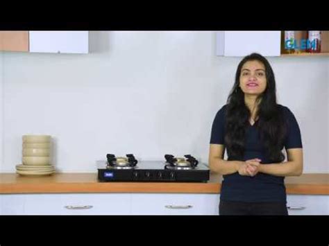 Glen 4 Burner Glass Gas Stove with Forged Brass Burner Auto Ignition ...