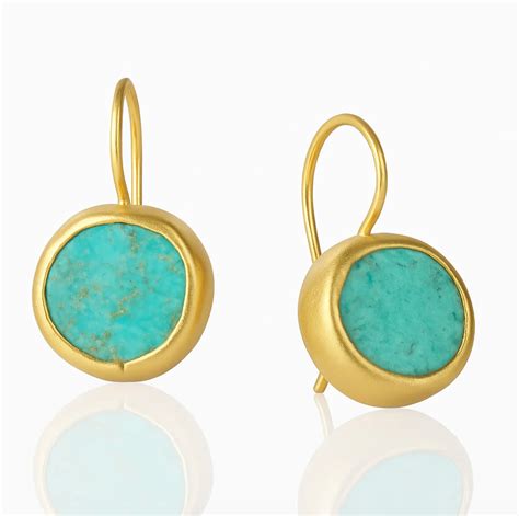 Gold Earrings with Turquoise – Matilda&Milo Jewels