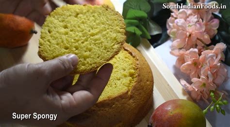 Mango sponge cake-How to make-Step by step photos & video