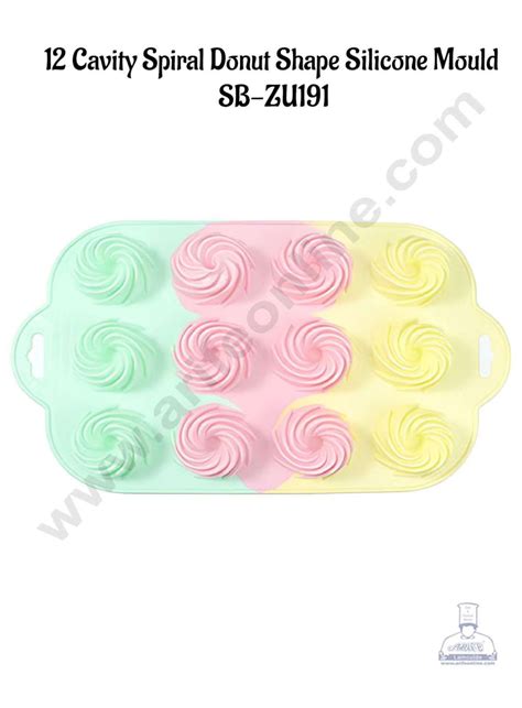 CAKE DECOR™ 12 cavity Spiral Donut Shape Rainbow Silicone Mould SB-ZU1 ...