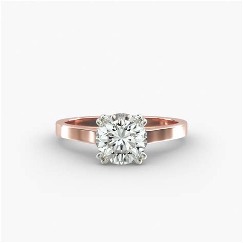 Double Claw Prong Solitaire Engagement Ring In 14K Rose Gold-17130r14