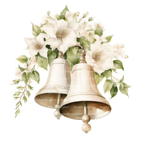 14 Wedding Bells and Flowers Clipart, Digital Download, Printable ...