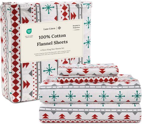 Amazon.com: LANE LINEN 100% Cotton King Flannel Sheets Set - Brushed ...