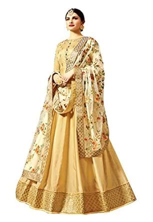 Buy ORANGE FAB Gorgeous yellow embroidered Semi stitched long anarkali ...