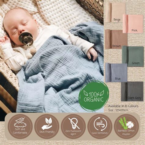 U:Baby Organic Bamboo Cotton Muslin Swaddle Blanket