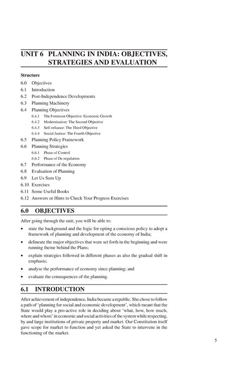 Unit-6 - It's lecture notes - UNIT 6 PLANNING IN INDIA: OBJECTIVES ...